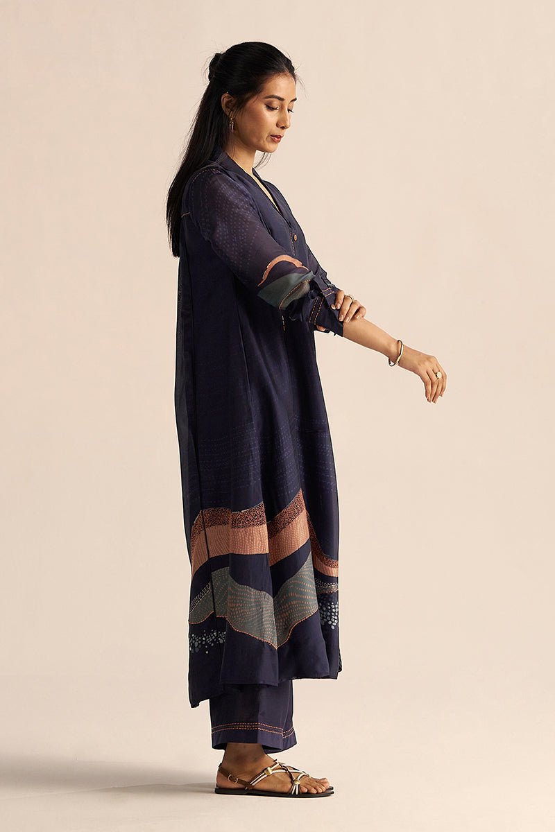 Outer Space Blue Silk Co-ord Set