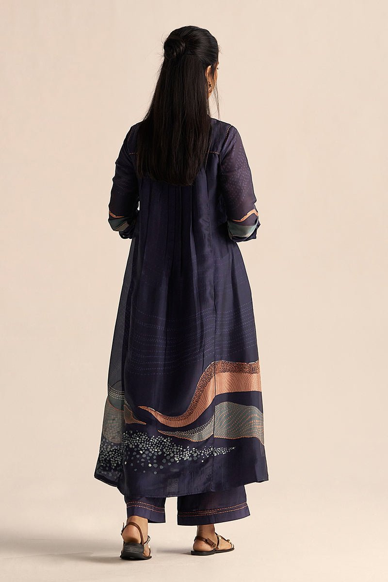 Outer Space Blue Silk Co-ord Set