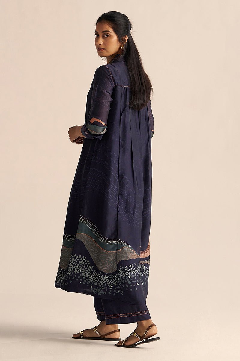 Outer Space Blue Silk Co-ord Set