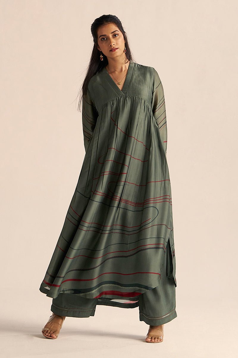 Cilantro Green Silk Co-ord Set