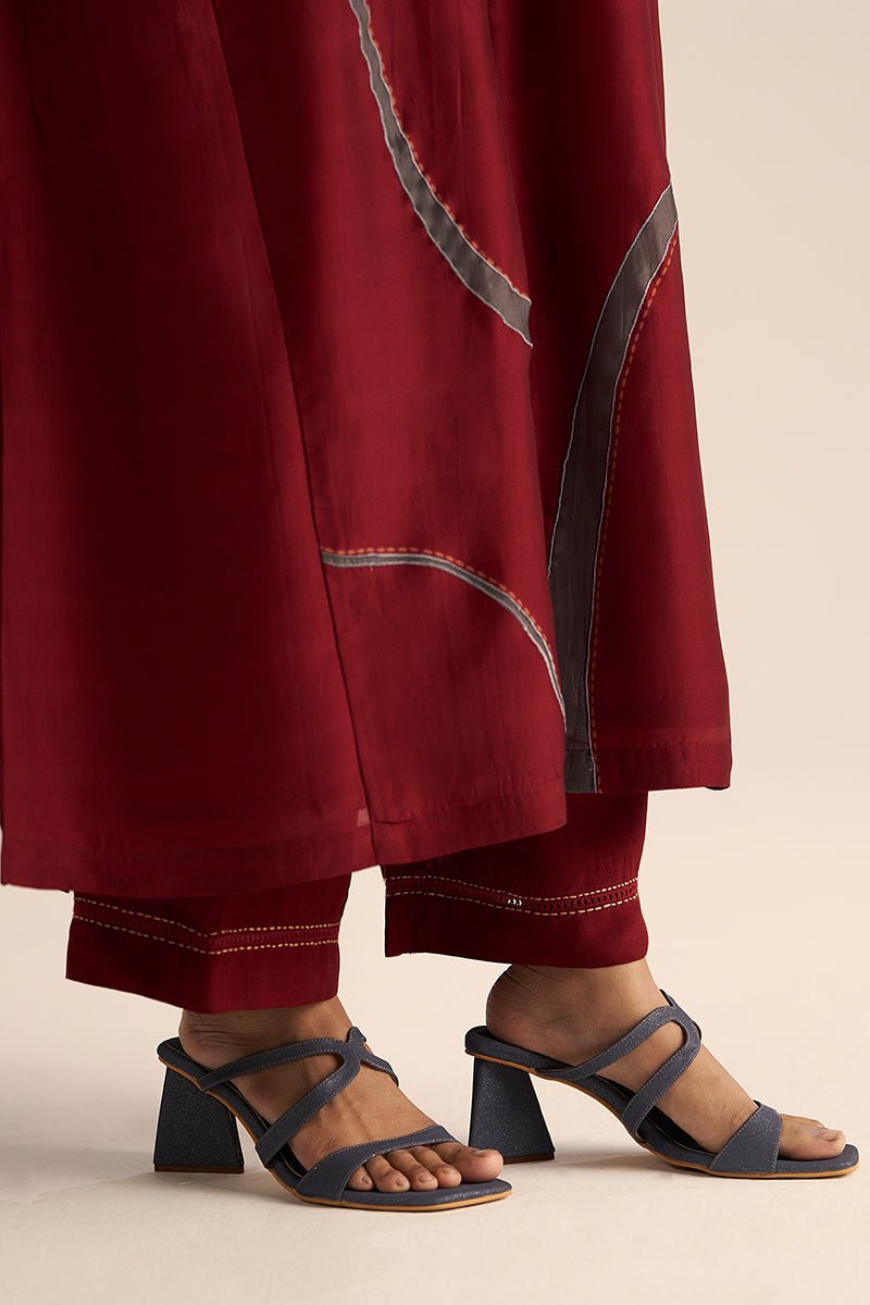 Syrah Red Silk Co-ord Set