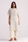 Cream and Blue Small Flower Hand-Print Cotton Linen Co-ord Set
