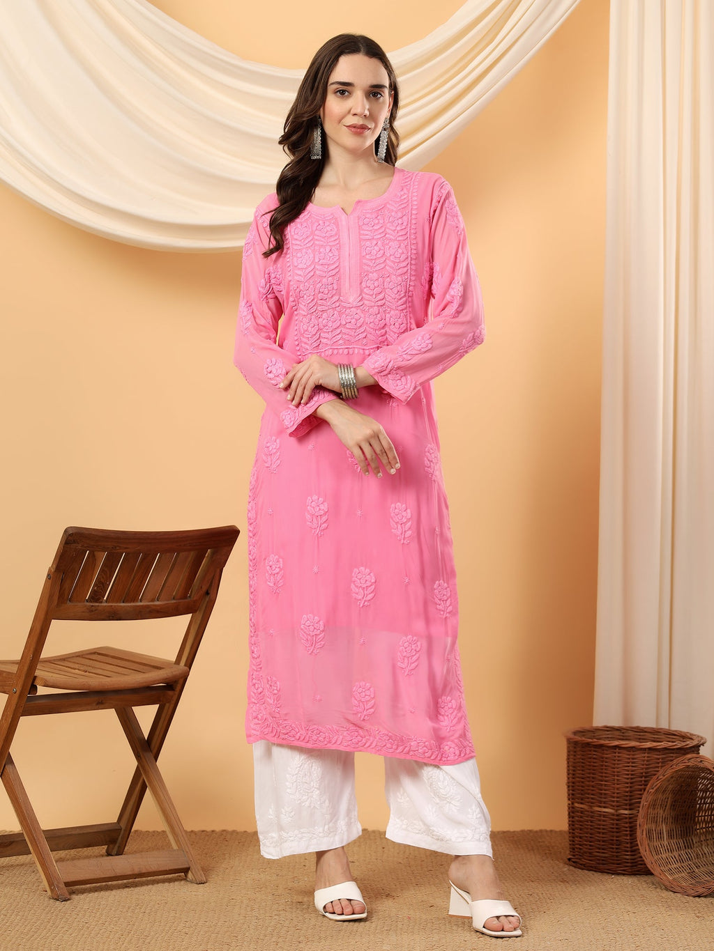 Rania Premium Viscose 5D Chikankari Straight Kurta