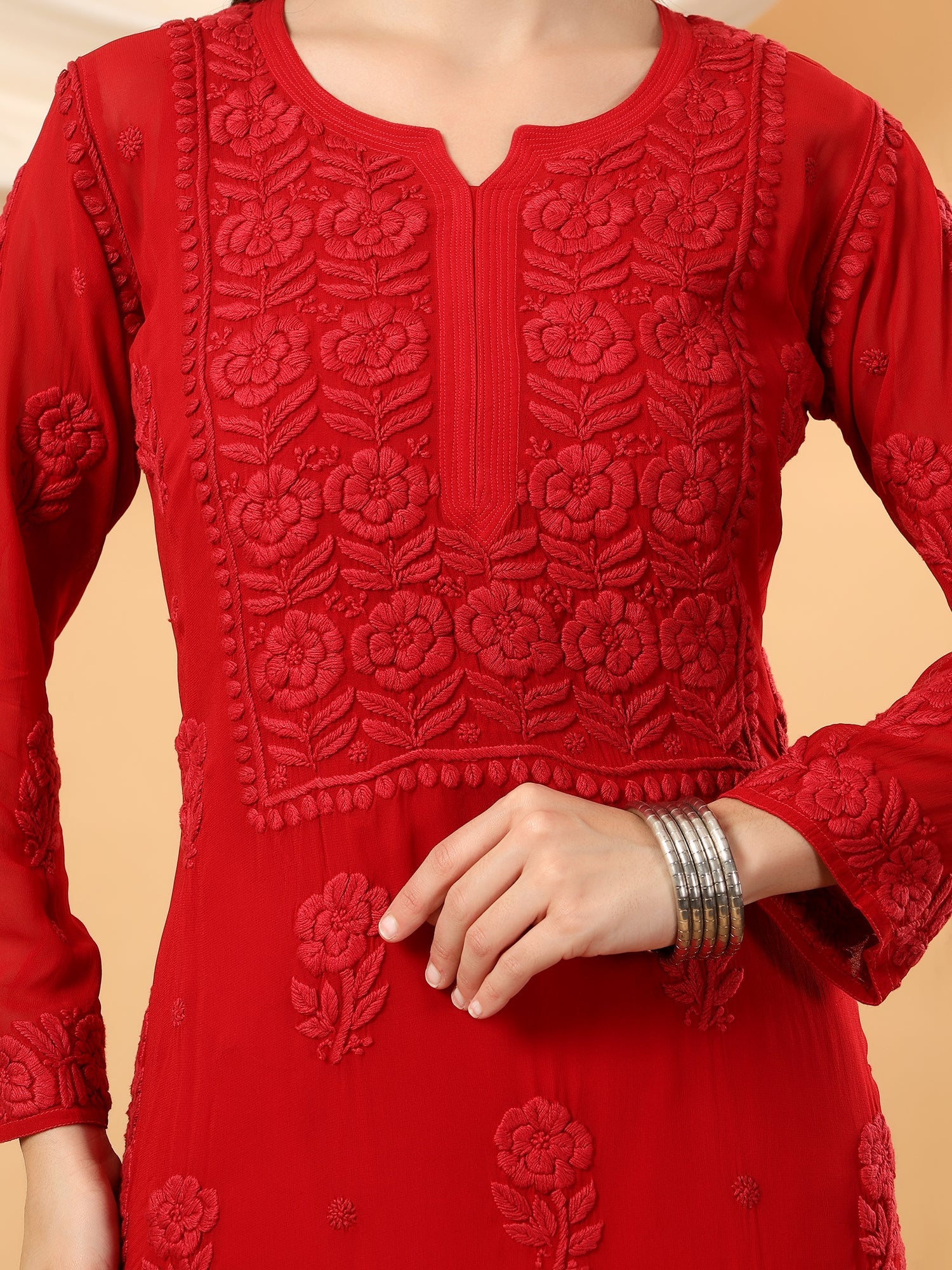 Rania Premium Viscose 5D Chikankari Straight Kurta