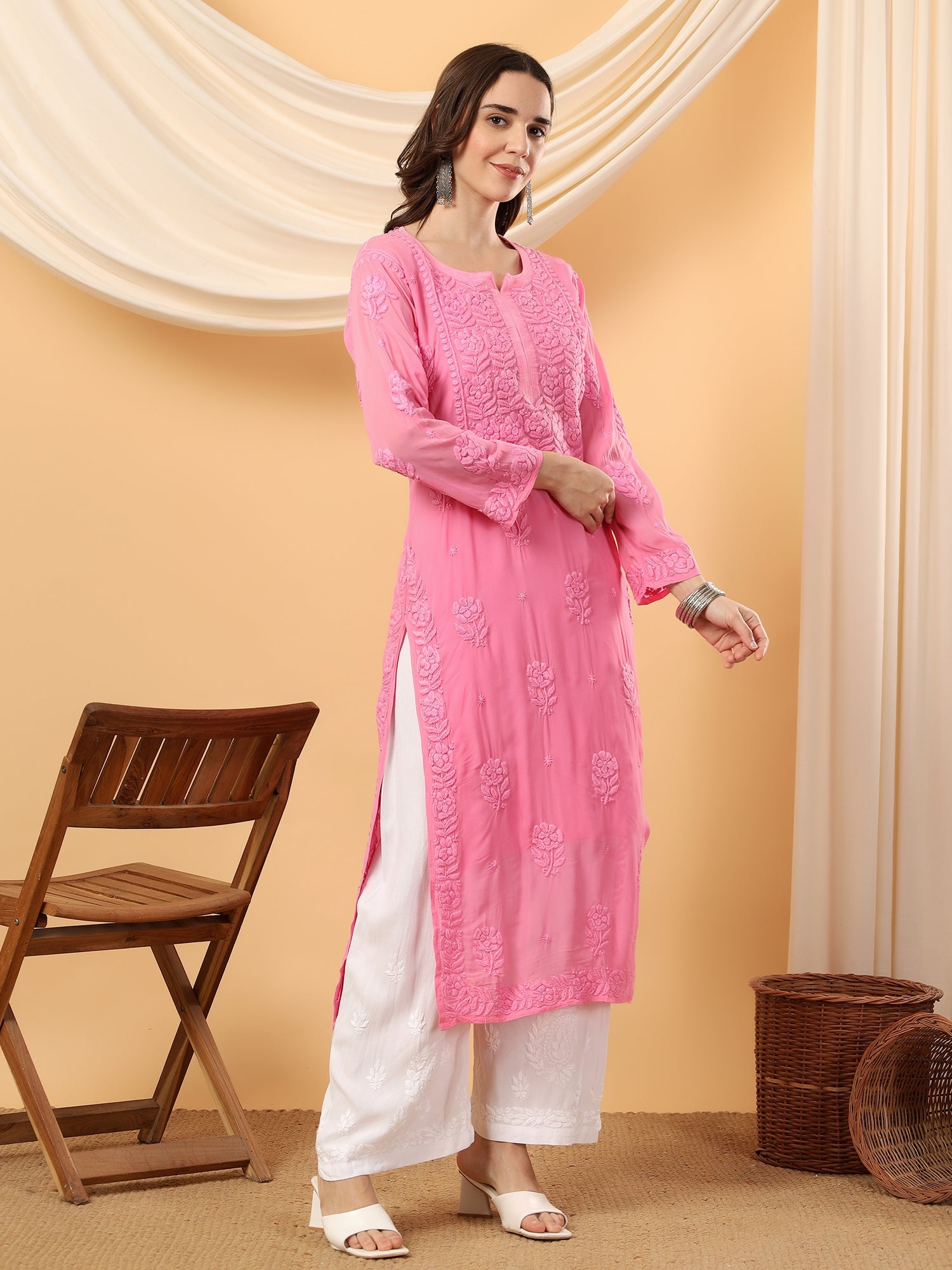 Rania Premium Viscose 5D Chikankari Straight Kurta