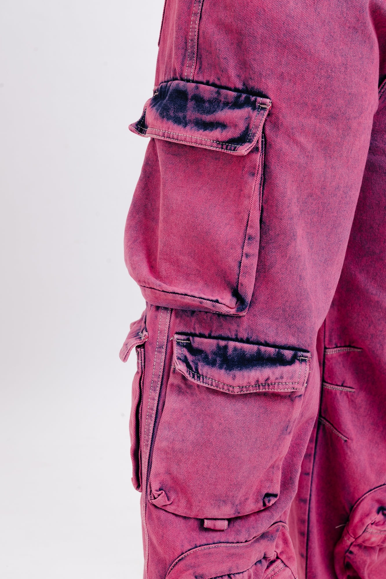 Curve Pink Baggy Straight Cargo Jeans