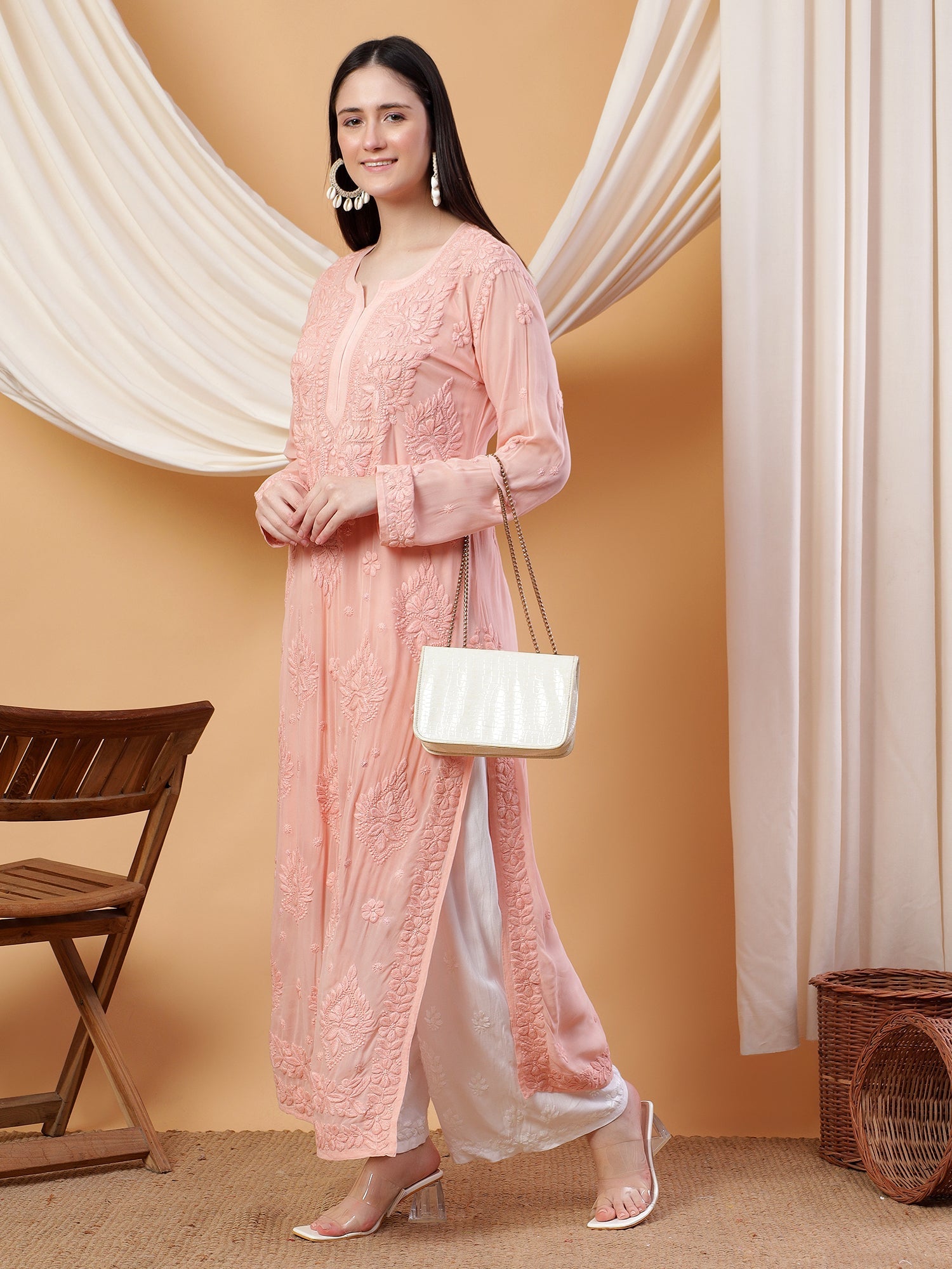 Dua Premium Viscose 3D Chikankari Straight Kurta