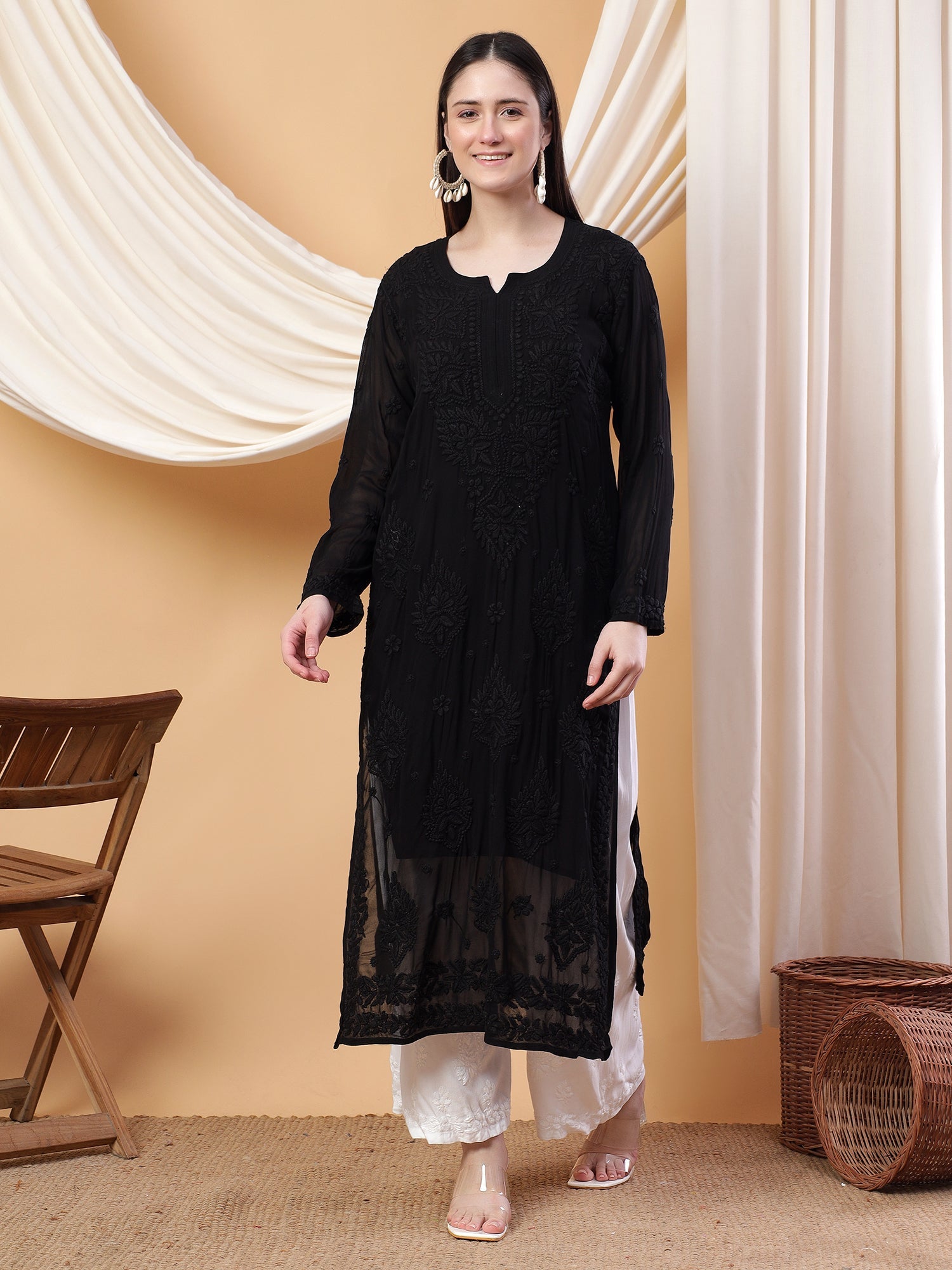 Dua Premium Viscose 3D Chikankari Straight Kurta