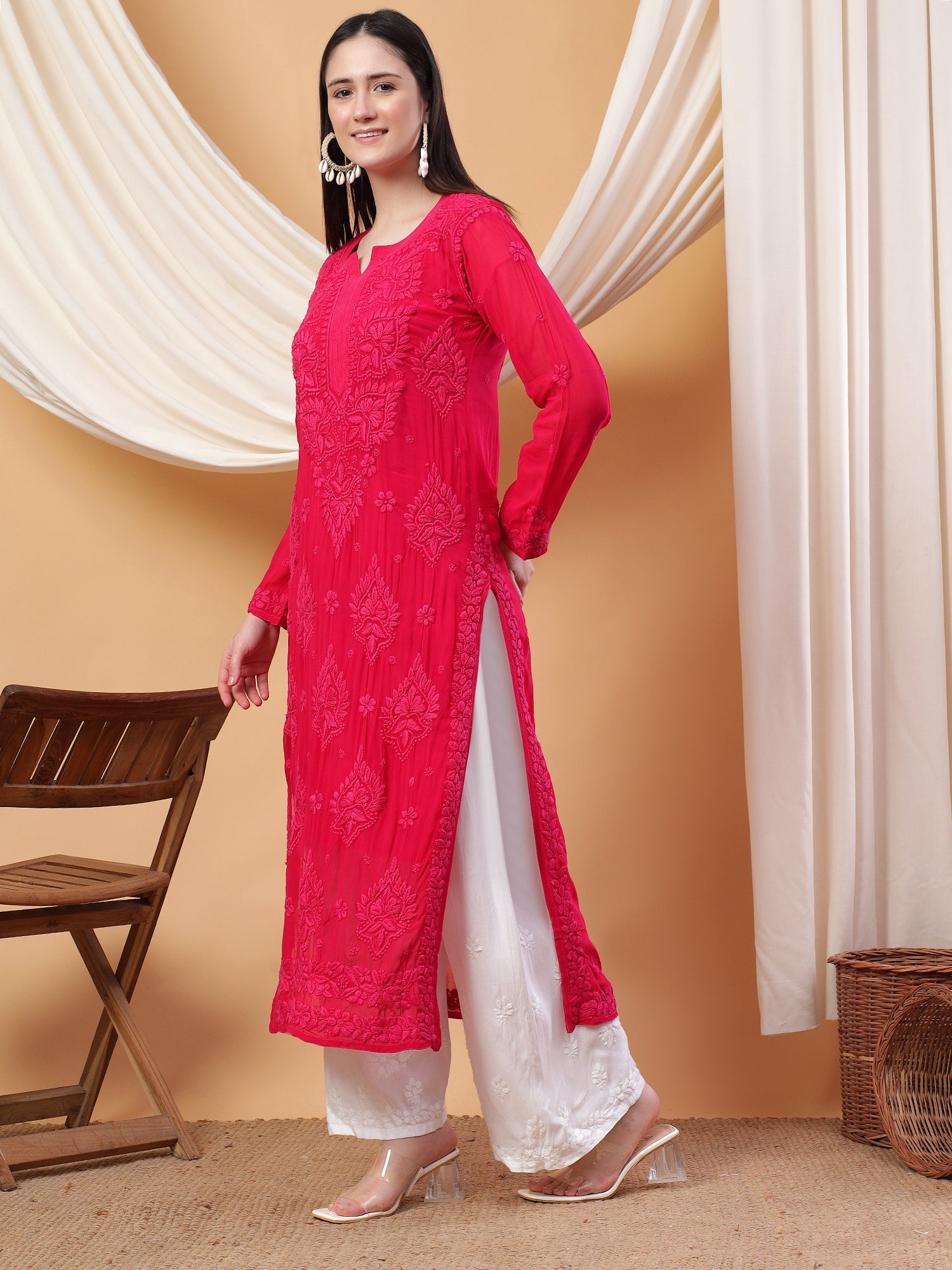 Dua Premium Viscose 3D Chikankari Straight Kurta