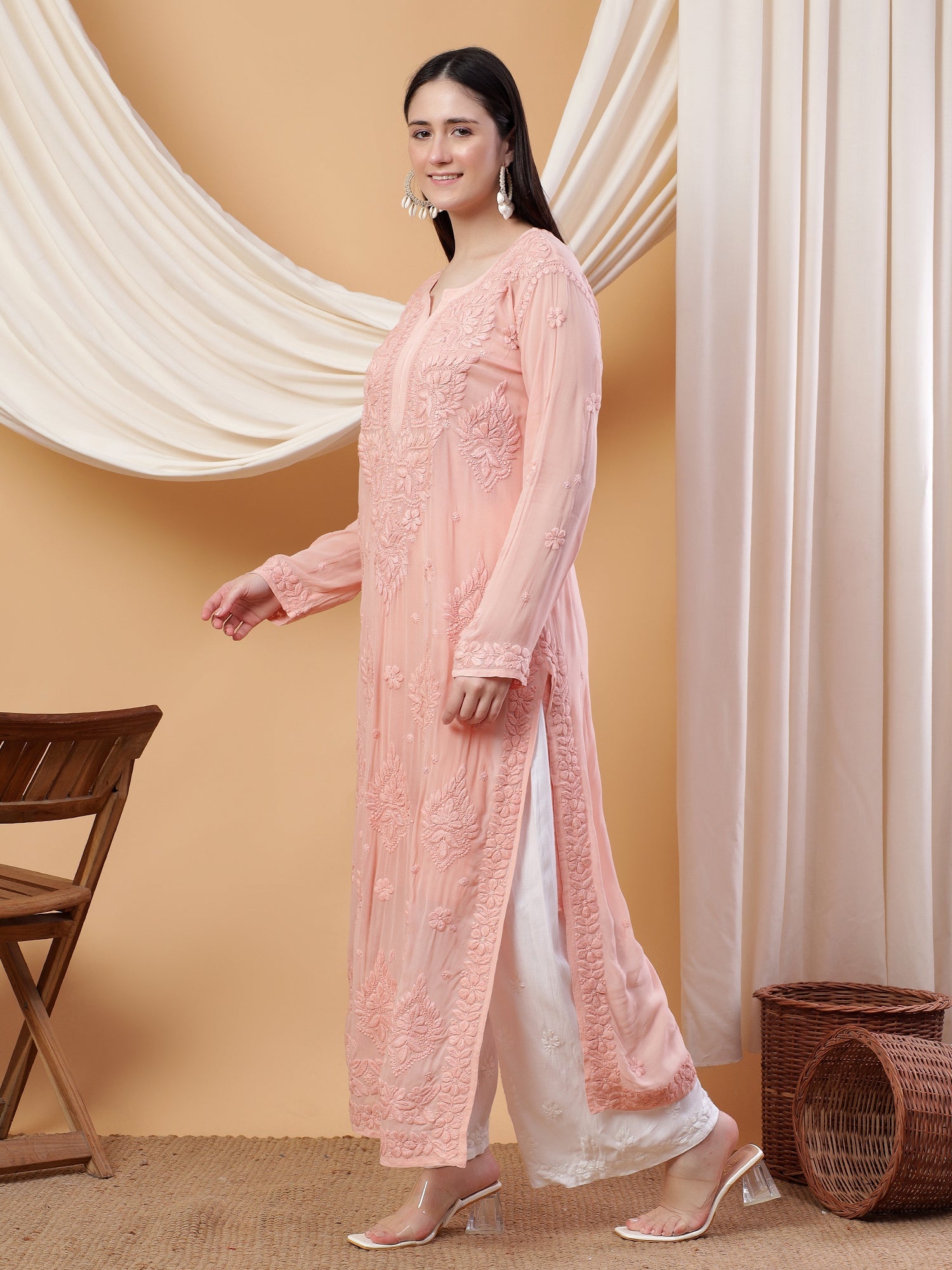 Dua Premium Viscose 3D Chikankari Straight Kurta