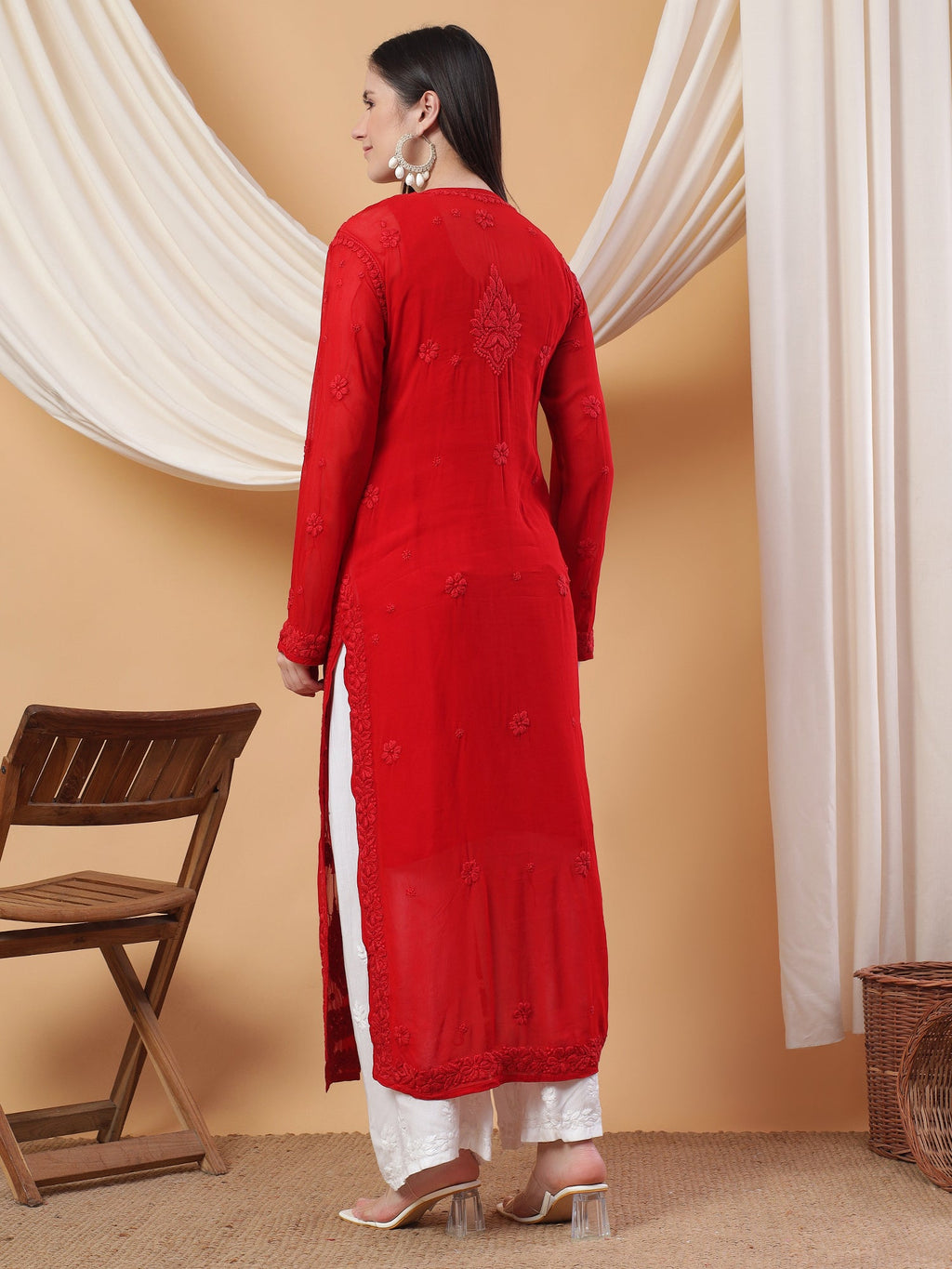 Dua Premium Viscose 3D Chikankari Straight Kurta