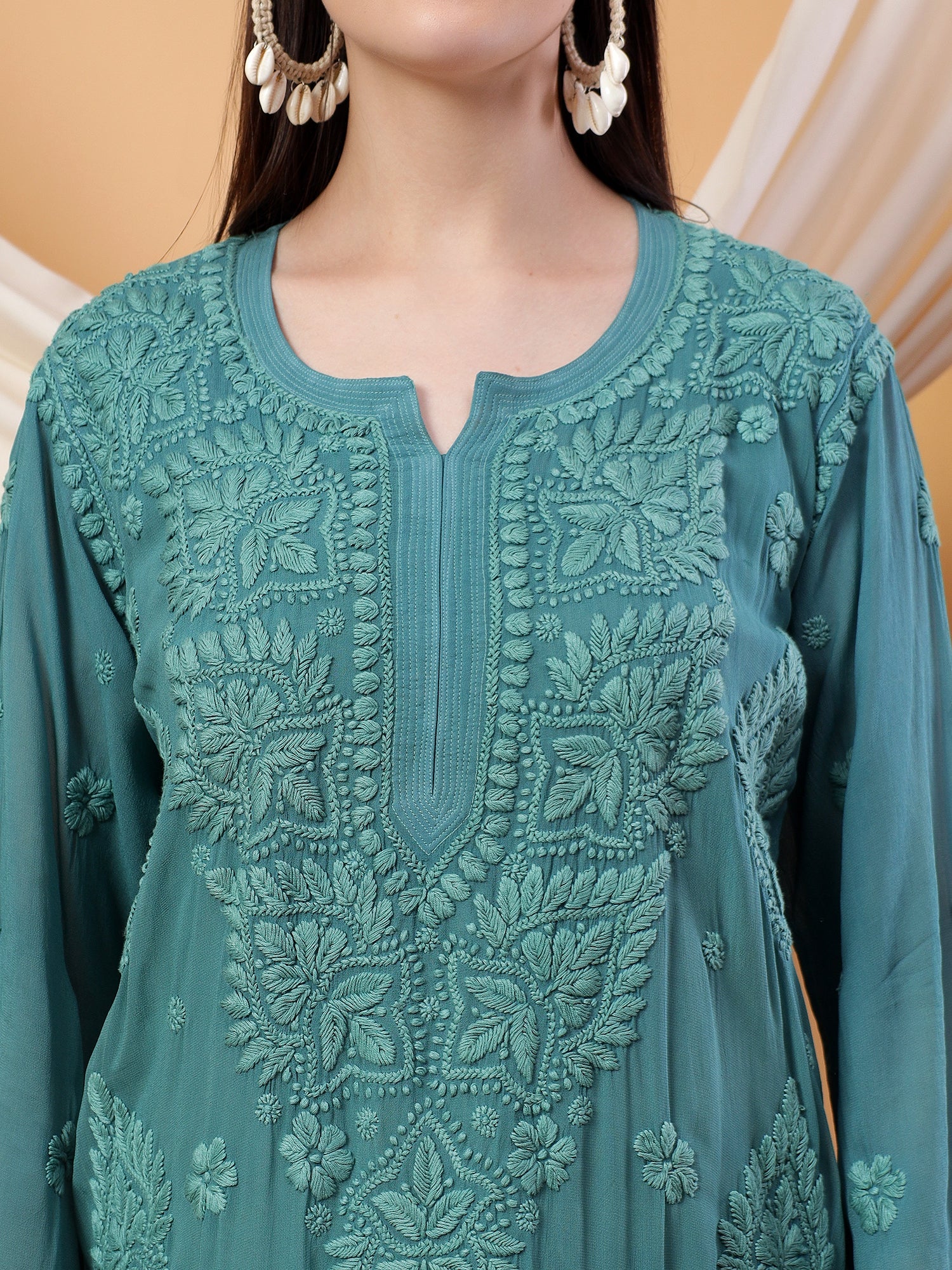 Dua Premium Viscose 3D Chikankari Straight Kurta