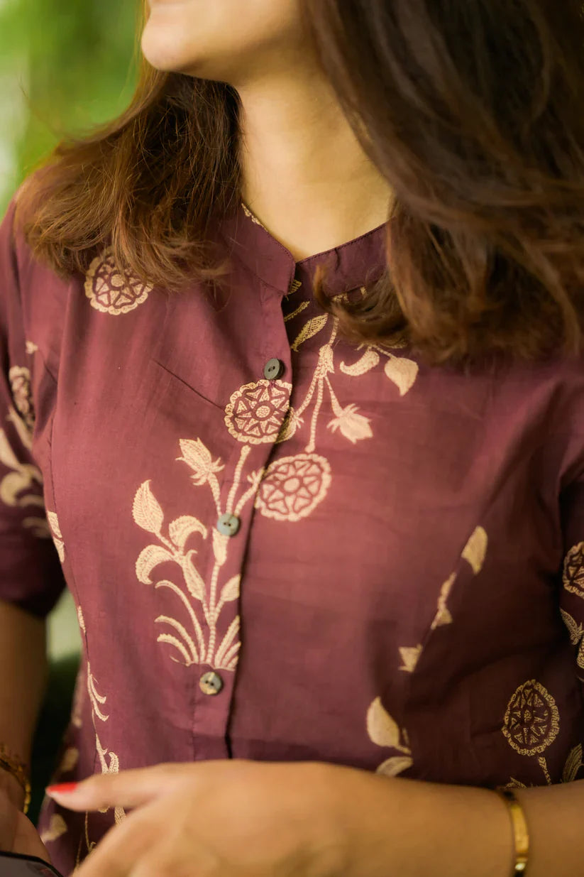 Maroon Sunshine Cotton Co-ord Set