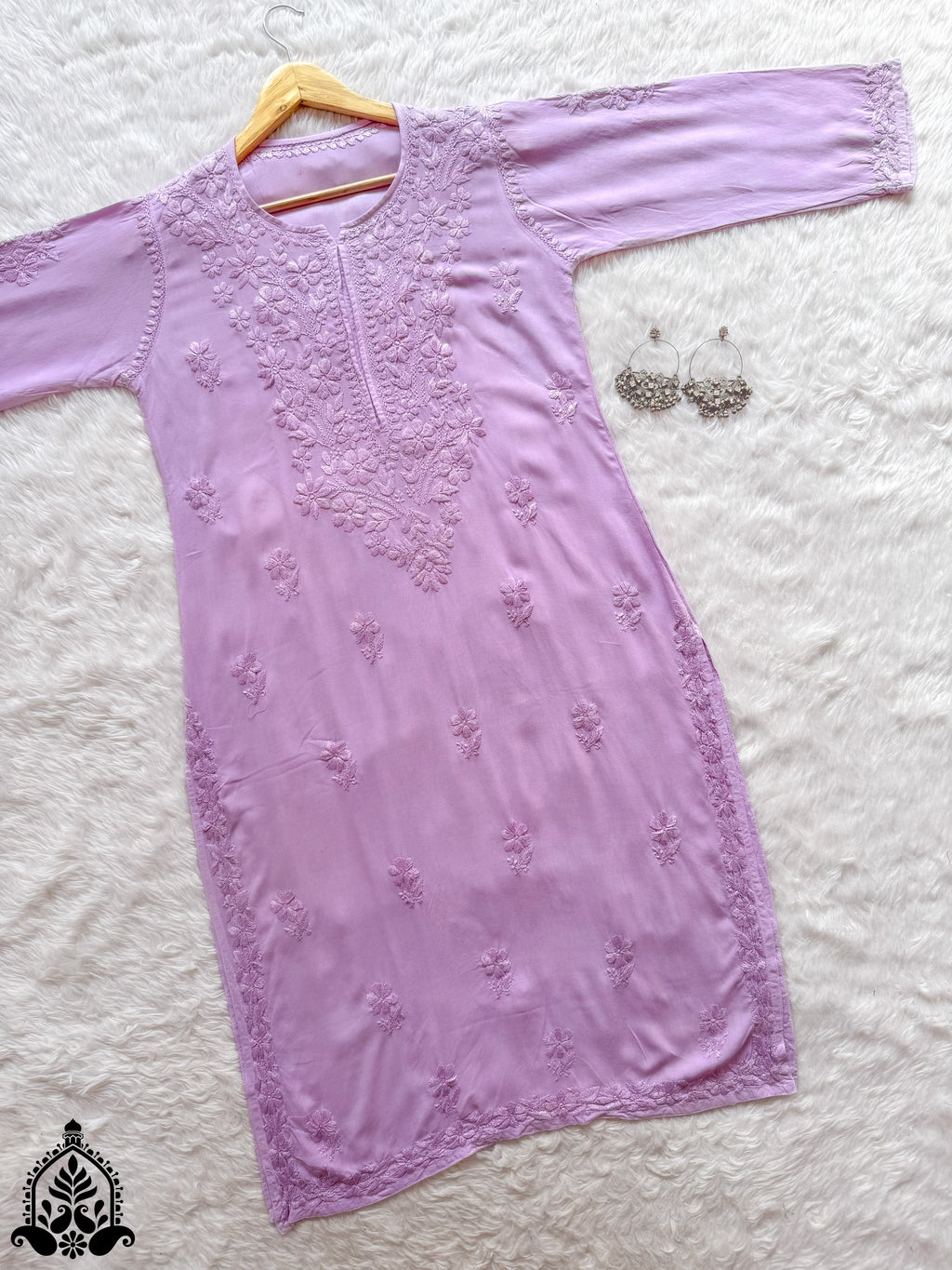 Hala Chikankari Solid Rayon Straight Kurta
