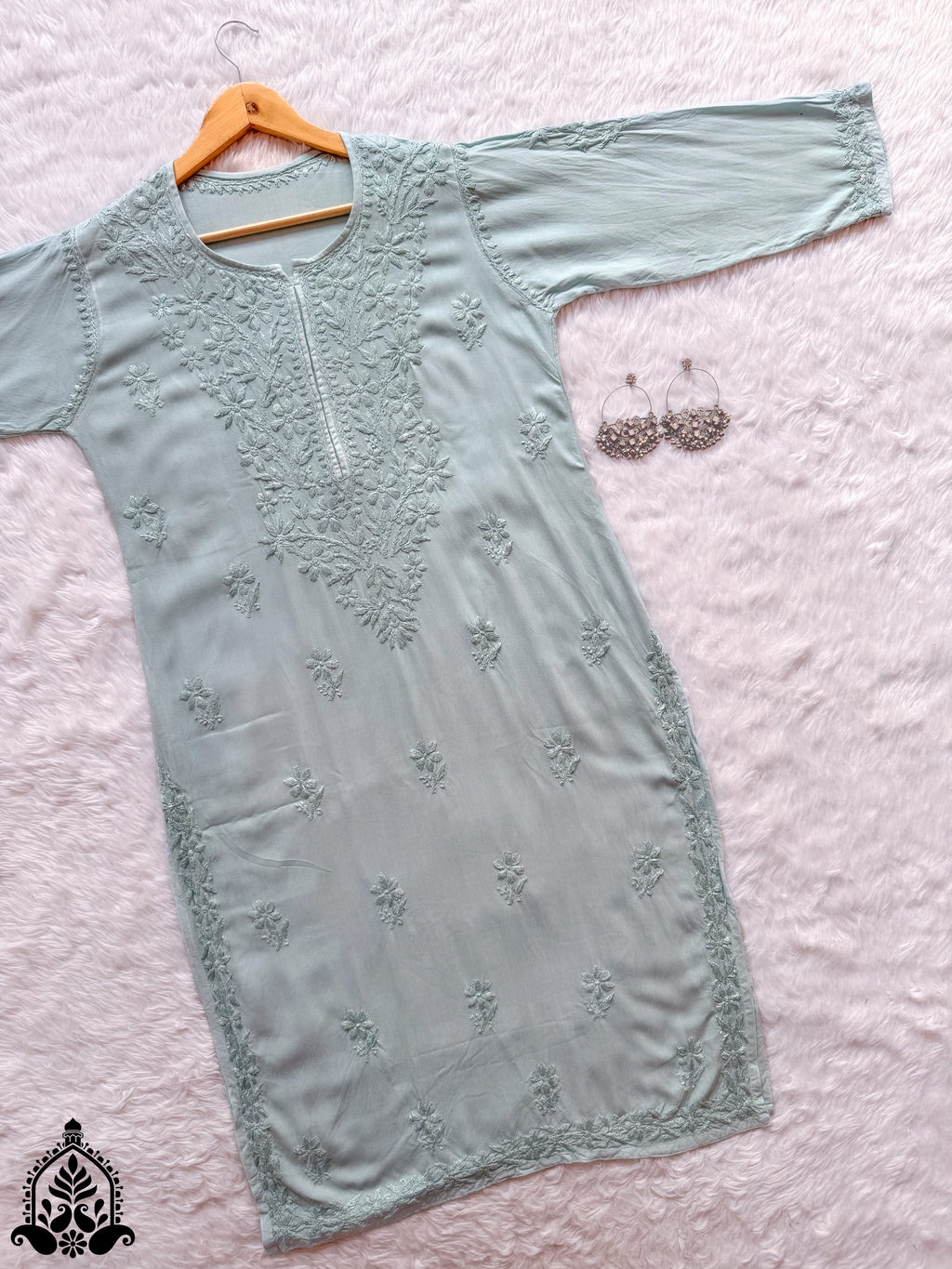 Hala Chikankari Solid Rayon Straight Kurta