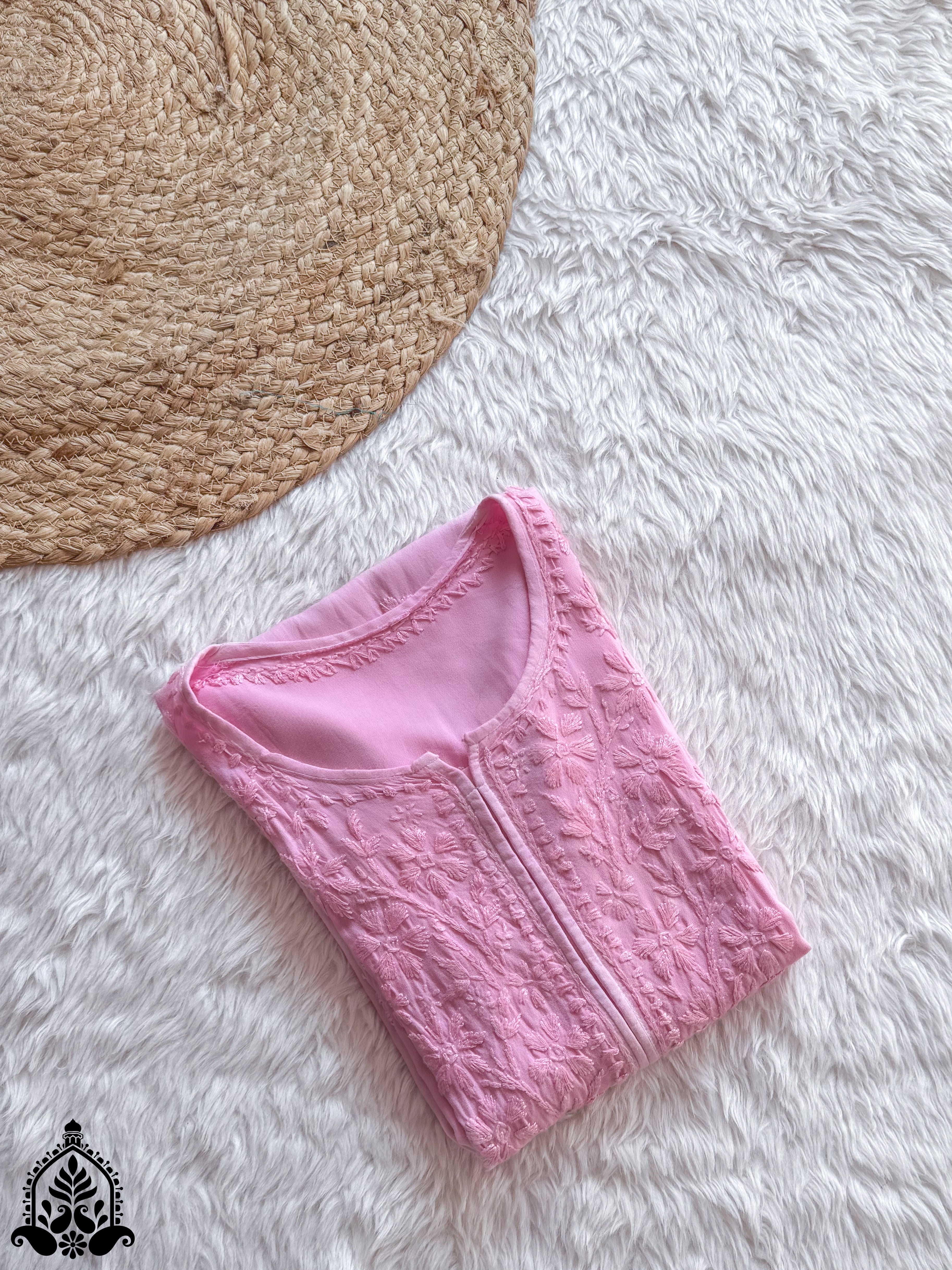 Hala Chikankari Solid Rayon Straight Kurta