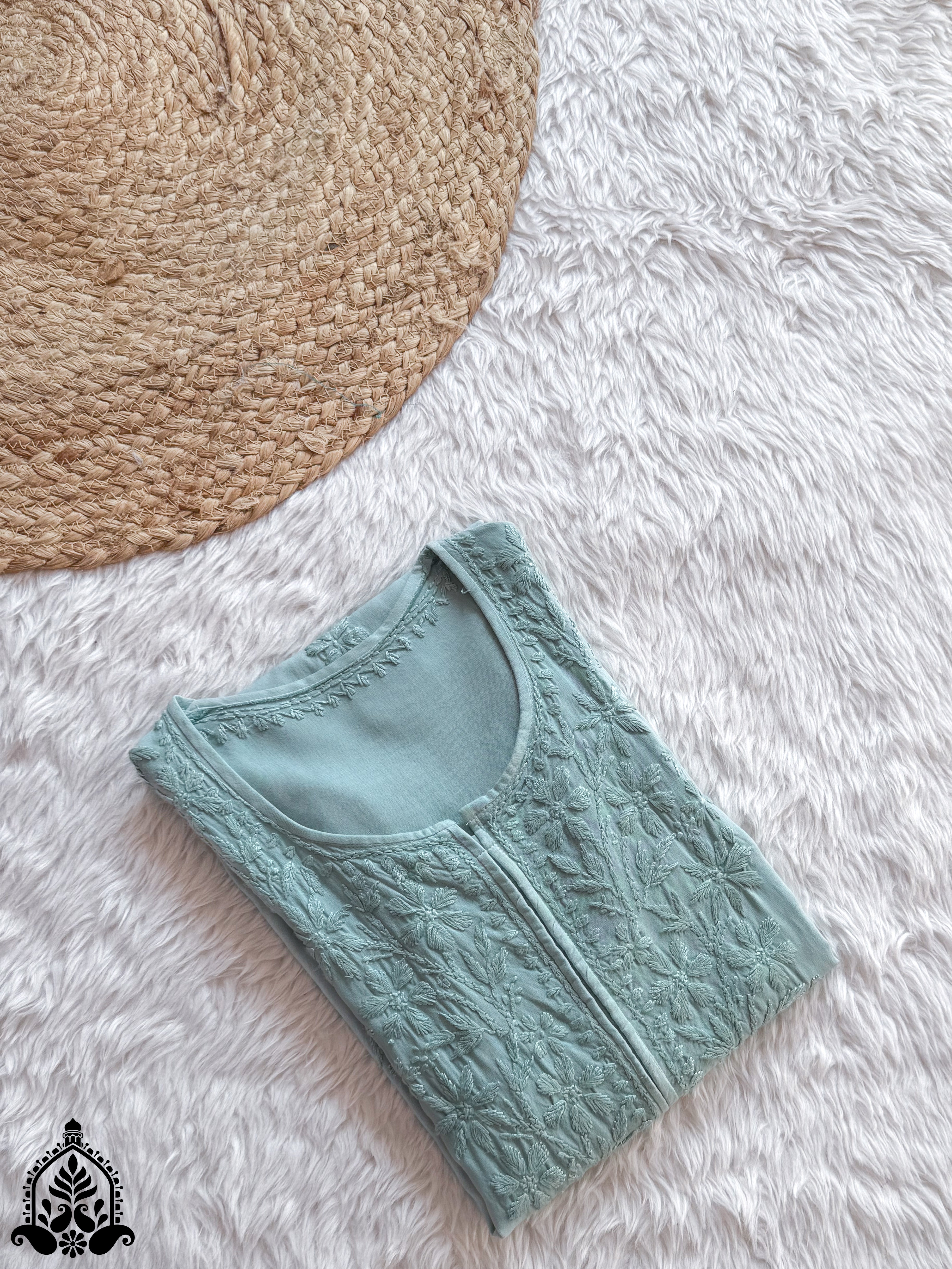 Hala Chikankari Solid Rayon Straight Kurta