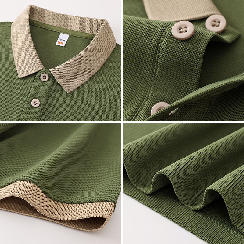 Collar Combination Polo Men T Shirt Short Sleeved Solid Color Breathable And Comfortable