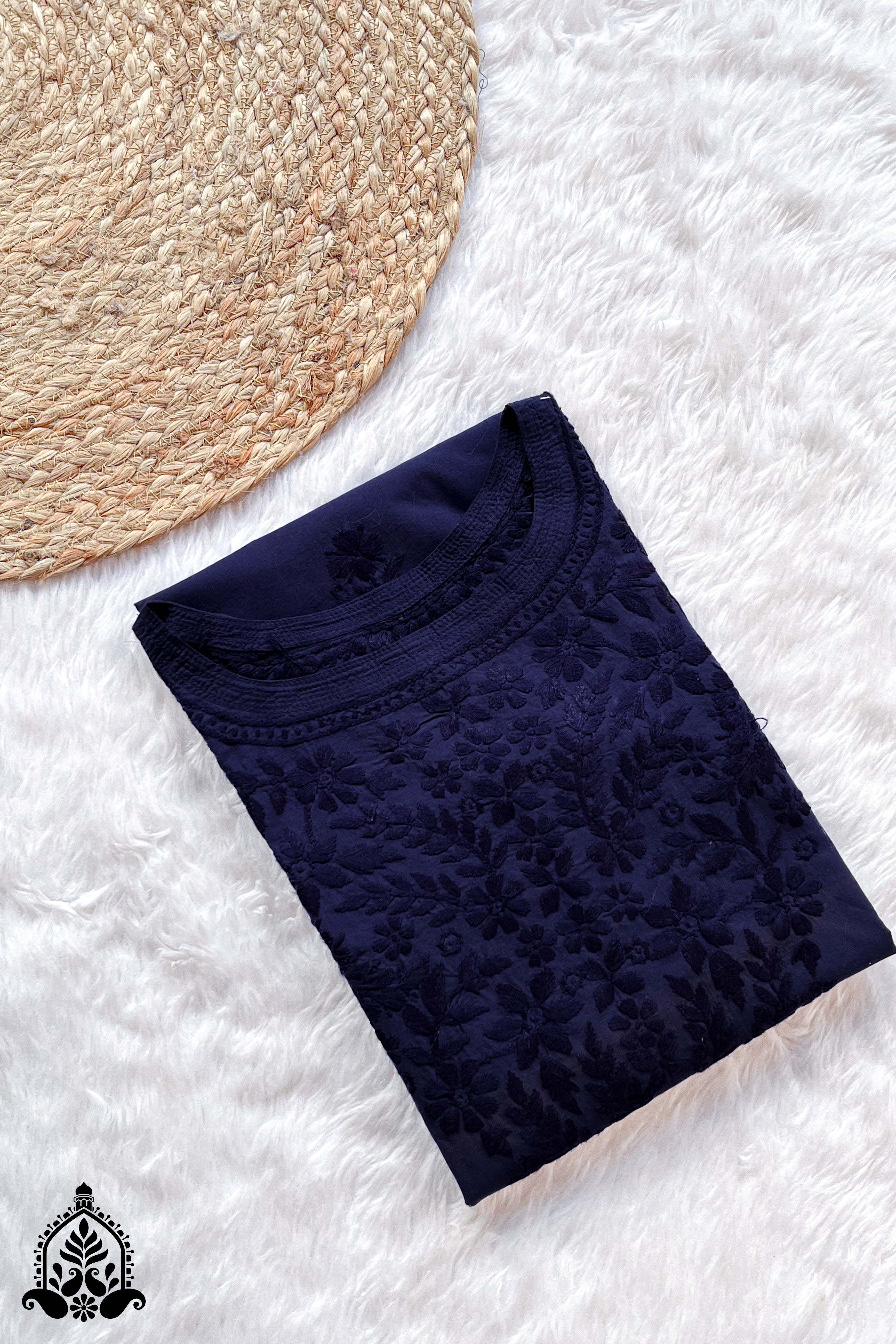 Rooh Chikankari Cotton Lace Straight Kurta