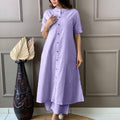 Purple Katha Cotton Kurta and Palazzo Set