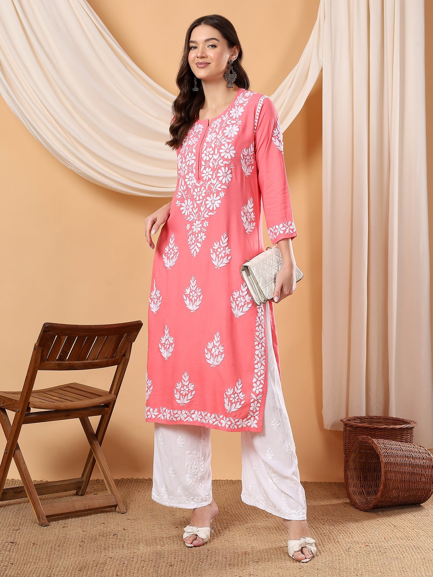 Jahnvi Chikankari Rayon Straight Kurta