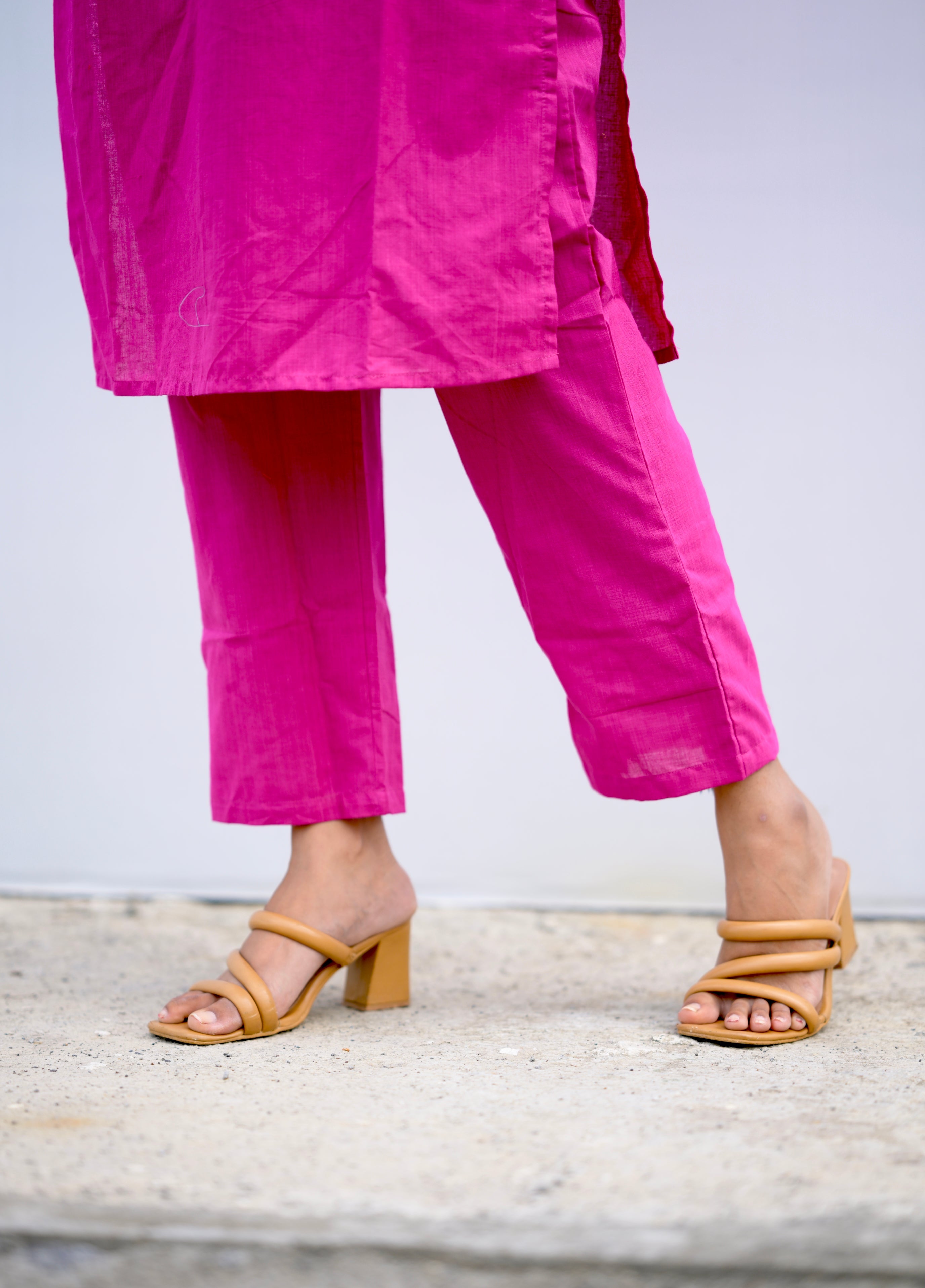 Savanna (hot pink)- Cotton flex co-ord set with appliqu茅 work in hot pink