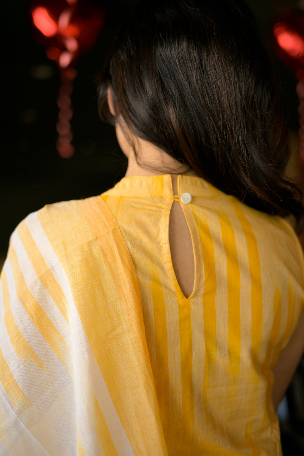 handloom cotton suit set with dupatta in yellow colour