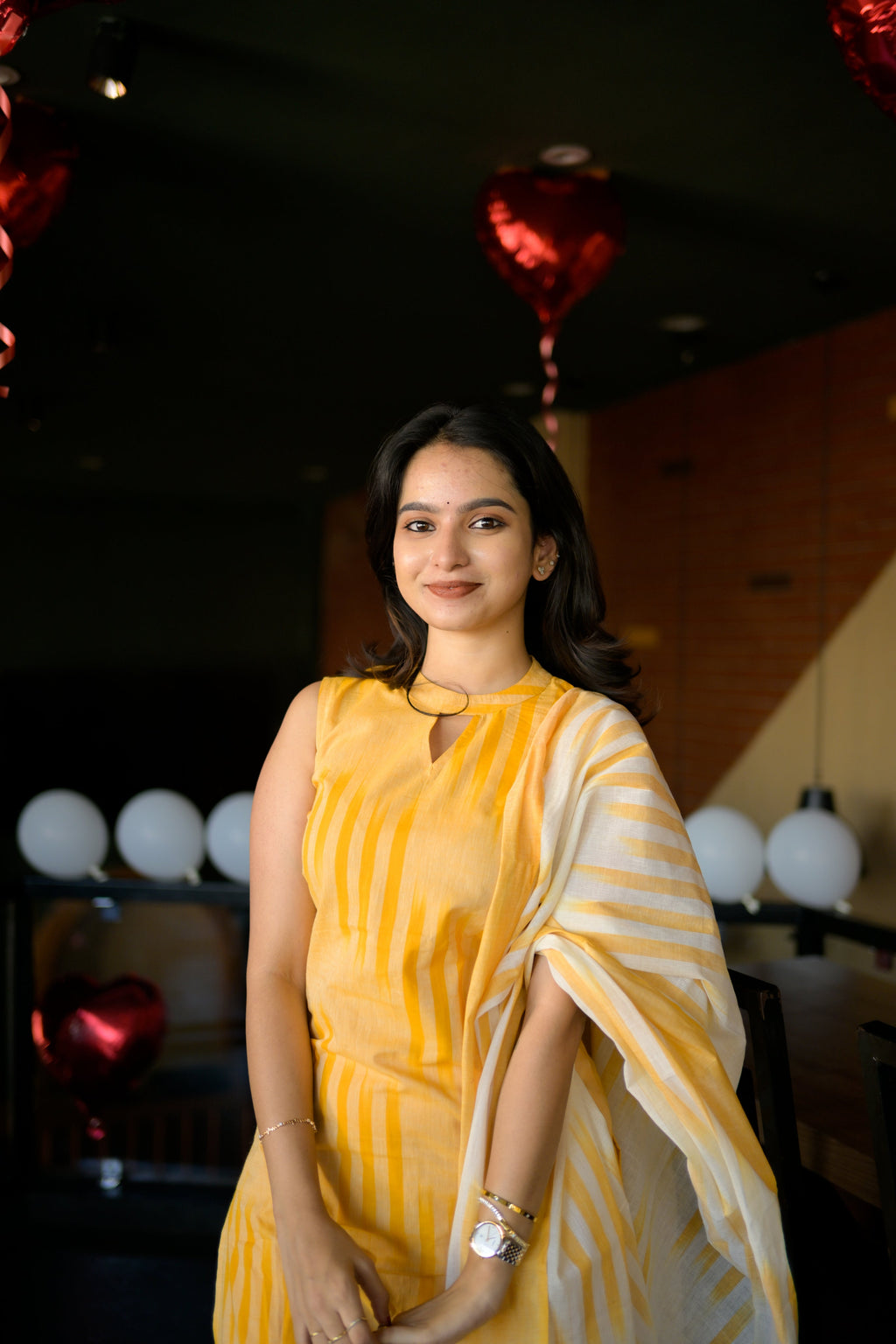 handloom cotton suit set with dupatta in yellow colour