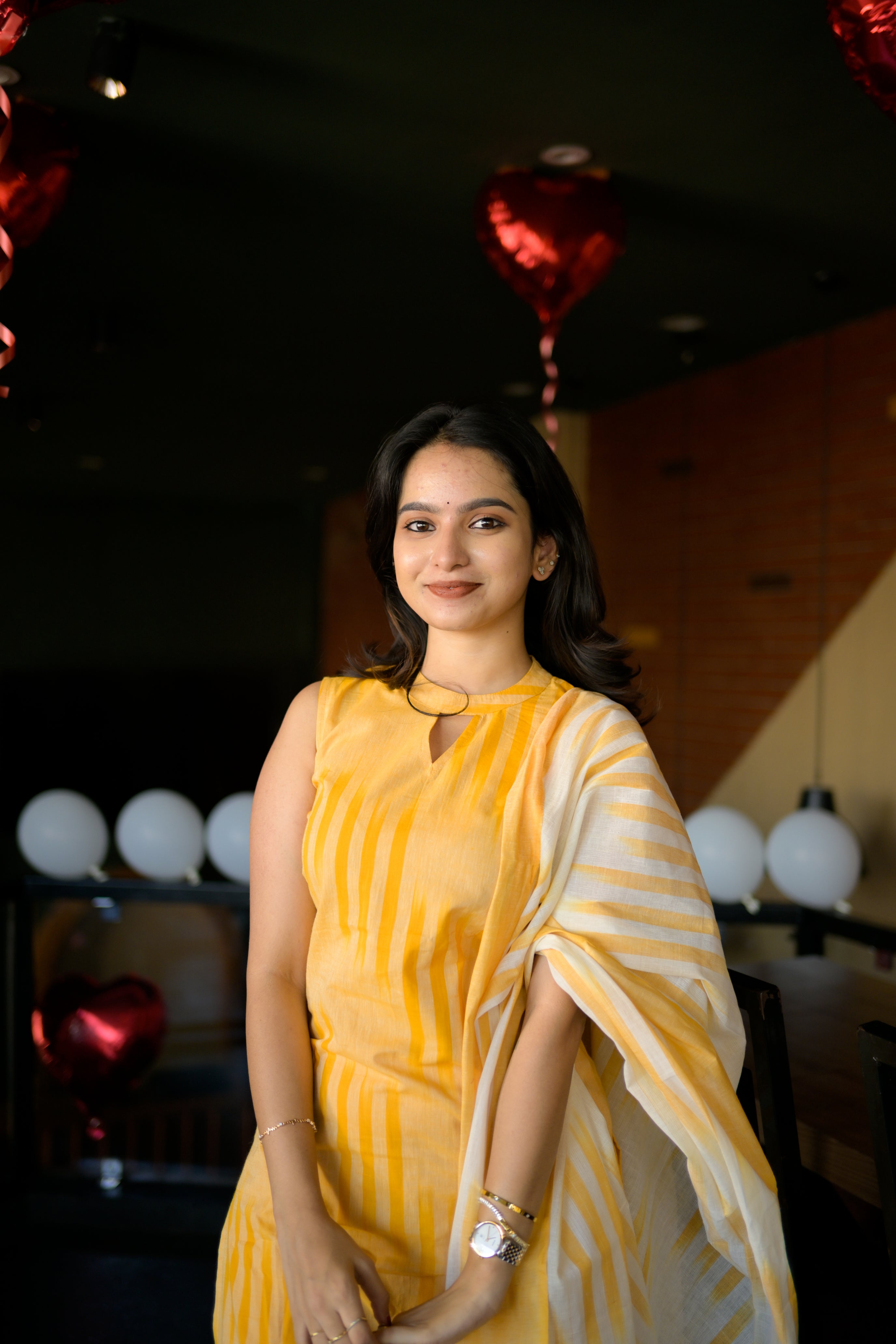 handloom cotton suit set with dupatta in yellow colour
