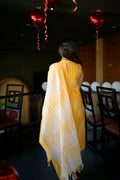 handloom cotton suit set with dupatta in yellow colour