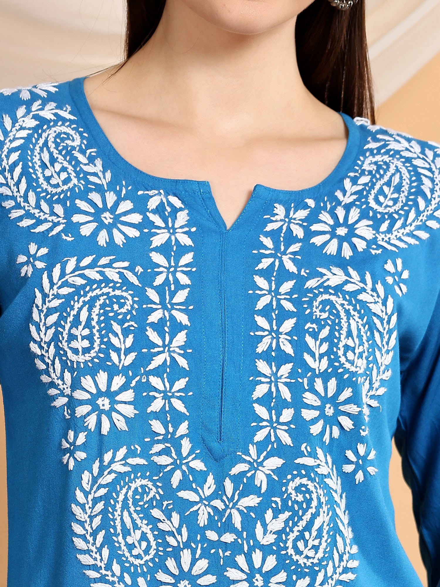 Shifa Chikankari Minimal Rayon Straight Kurta