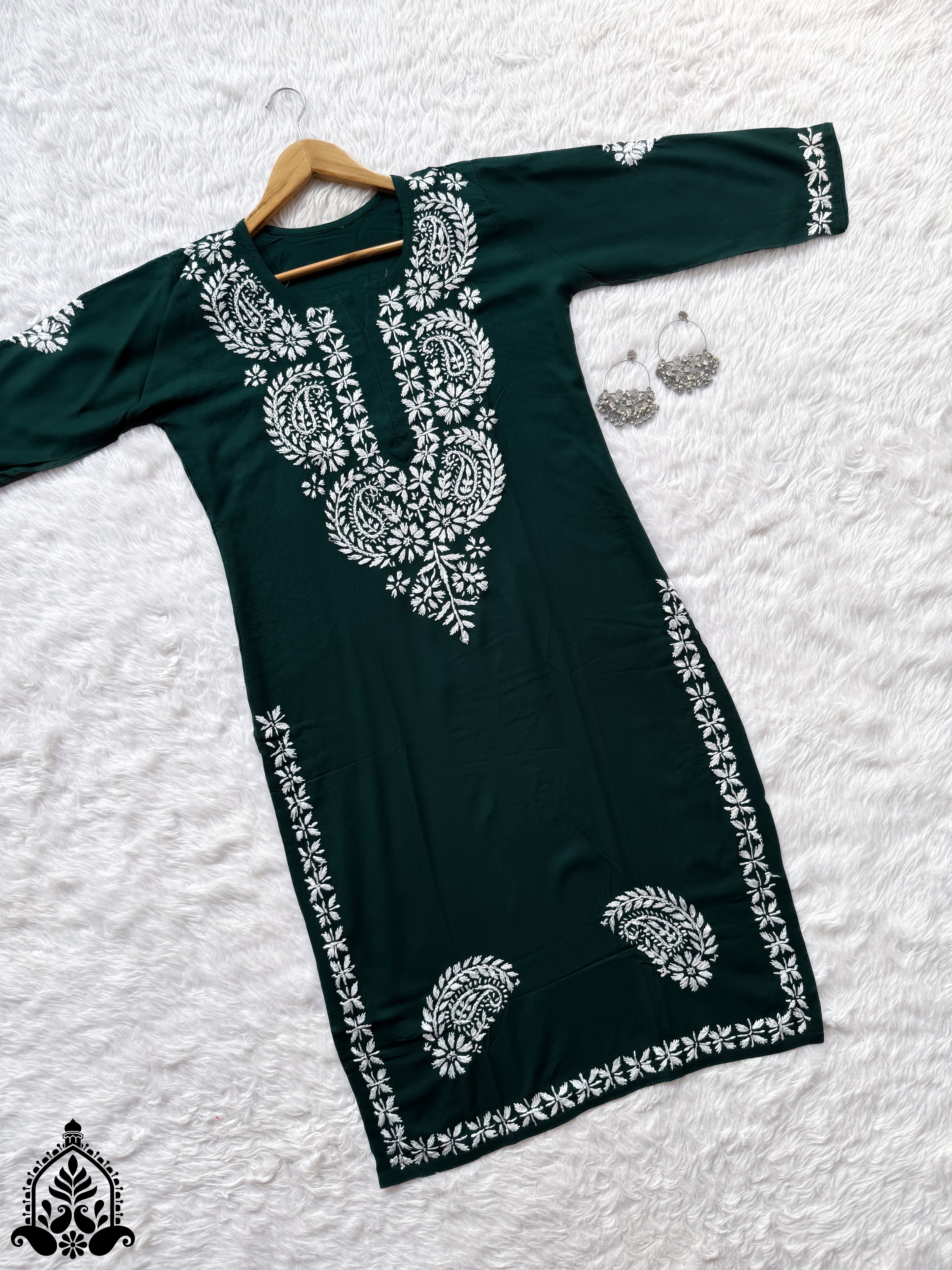 Shifa Chikankari Minimal Rayon Straight Kurta