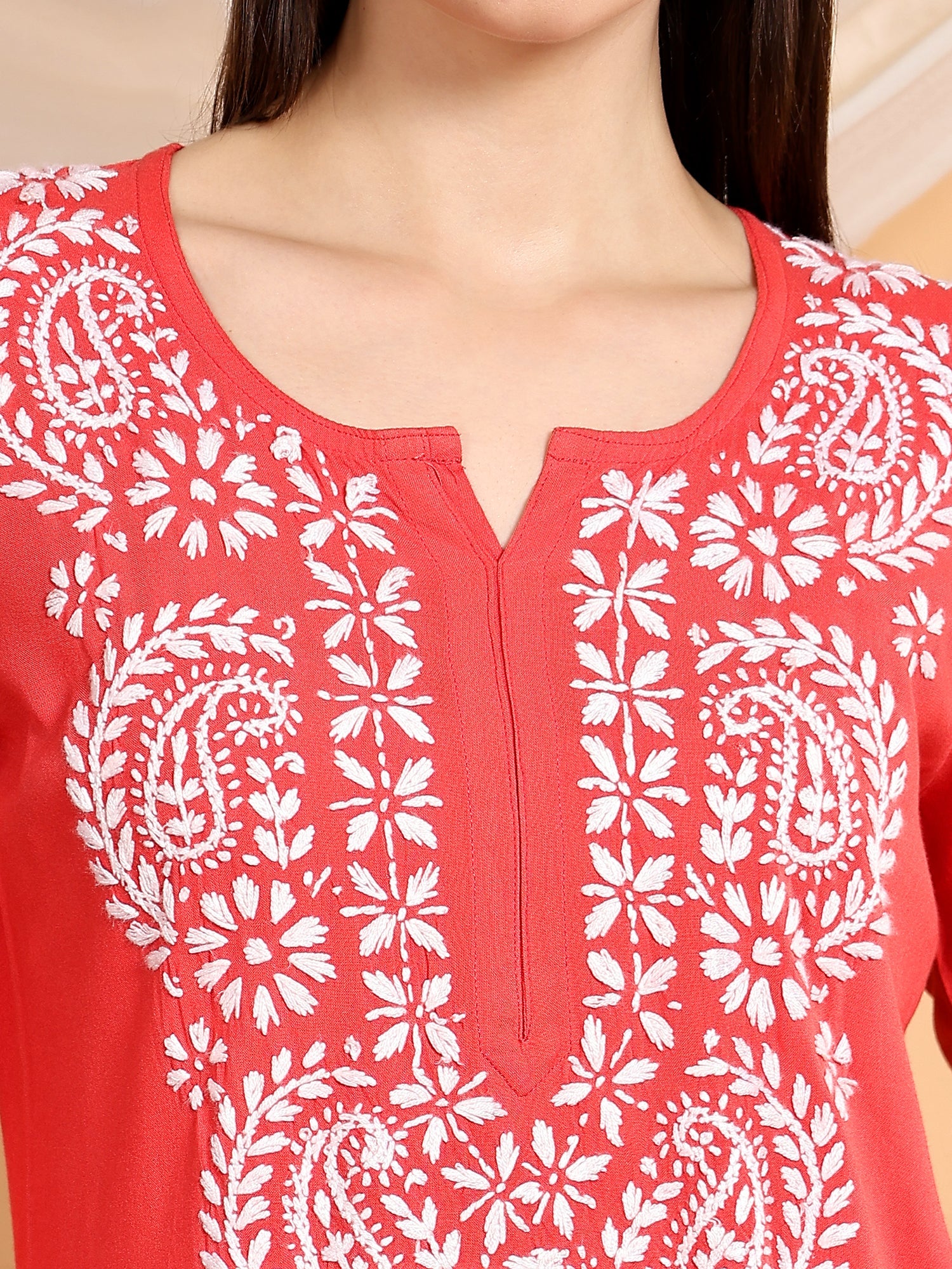 Shifa Chikankari Minimal Rayon Straight Kurta