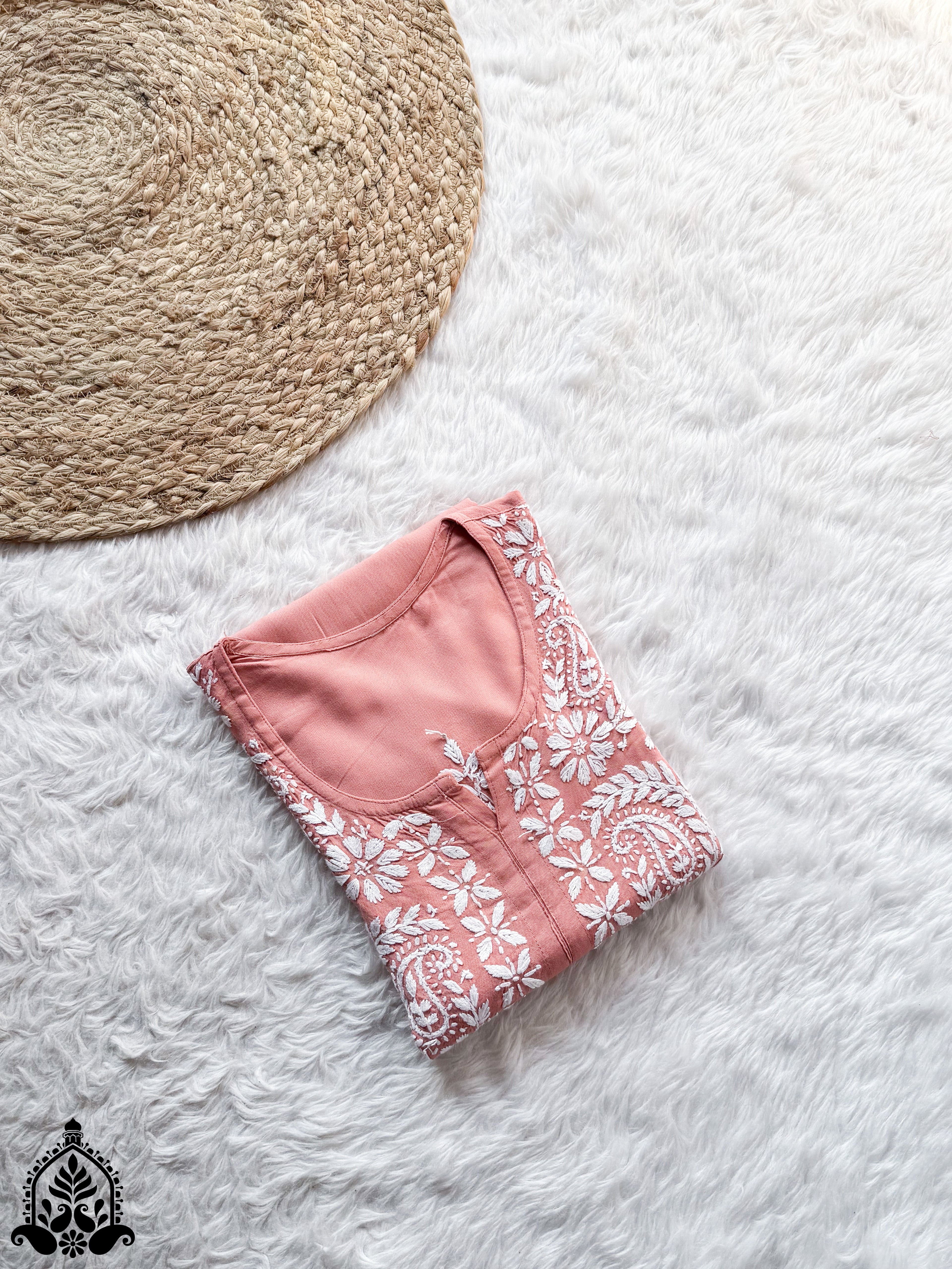 Shifa Chikankari Minimal Rayon Straight Kurta