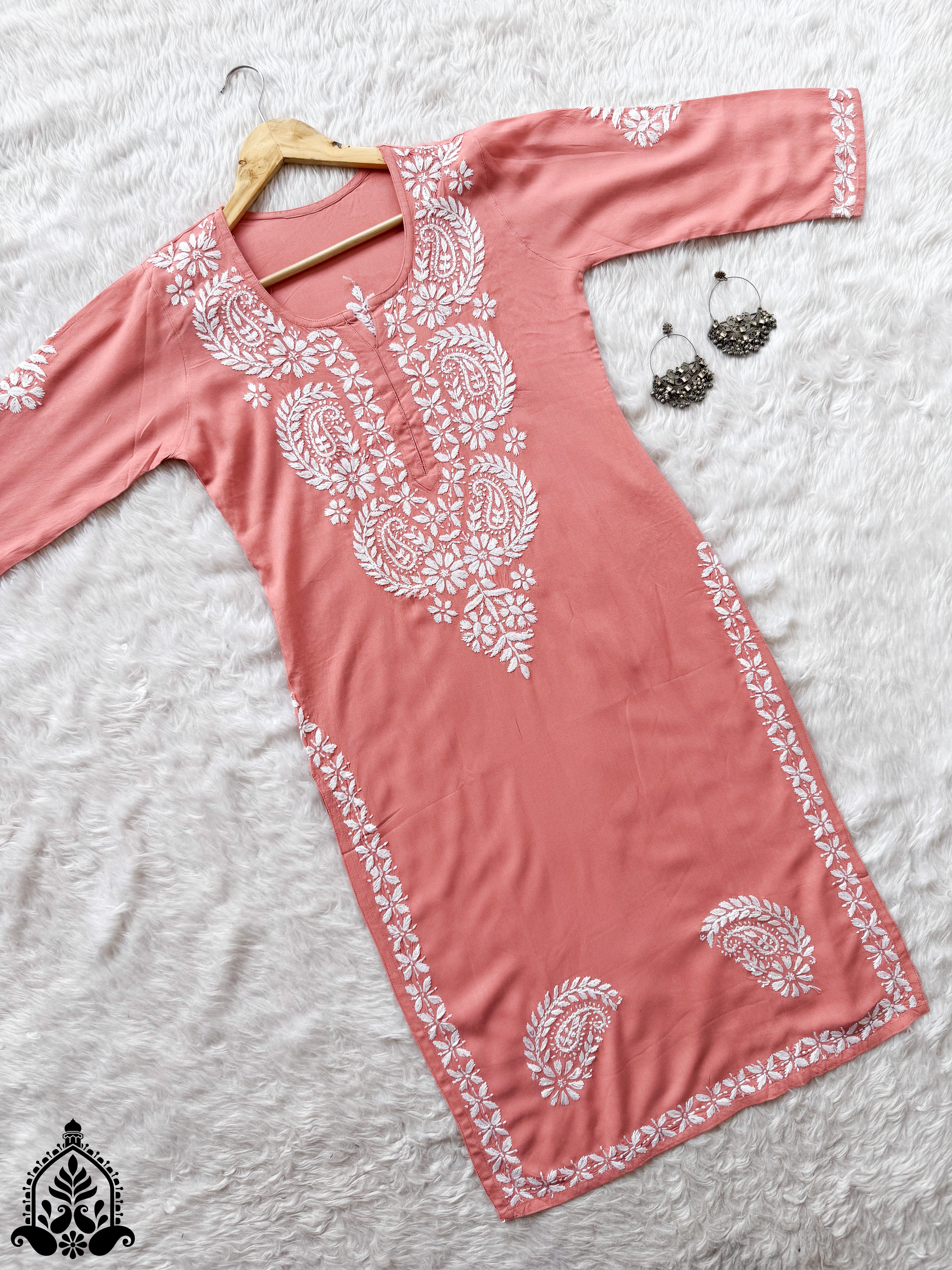 Shifa Chikankari Minimal Rayon Straight Kurta