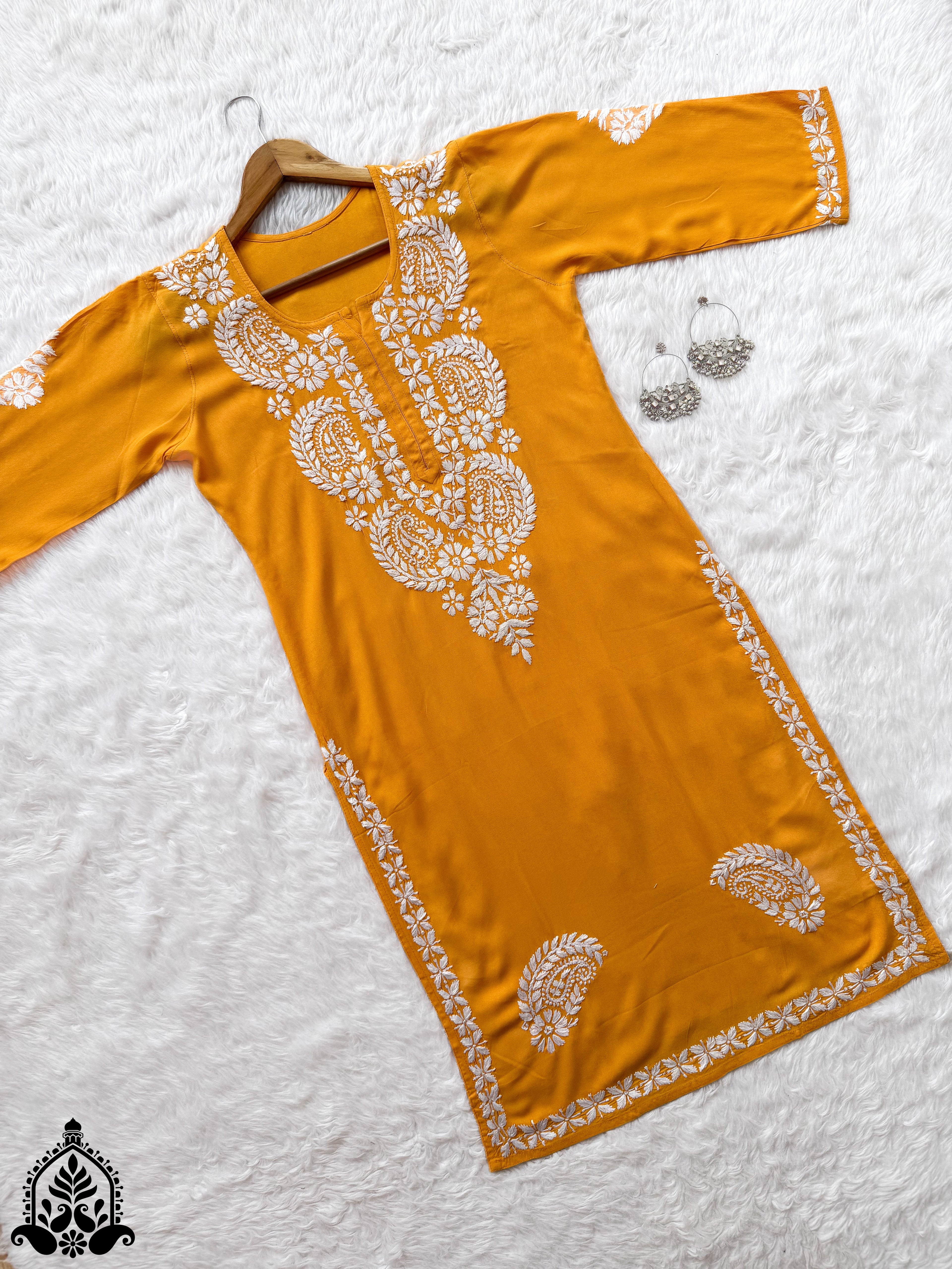 Shifa Chikankari Minimal Rayon Straight Kurta