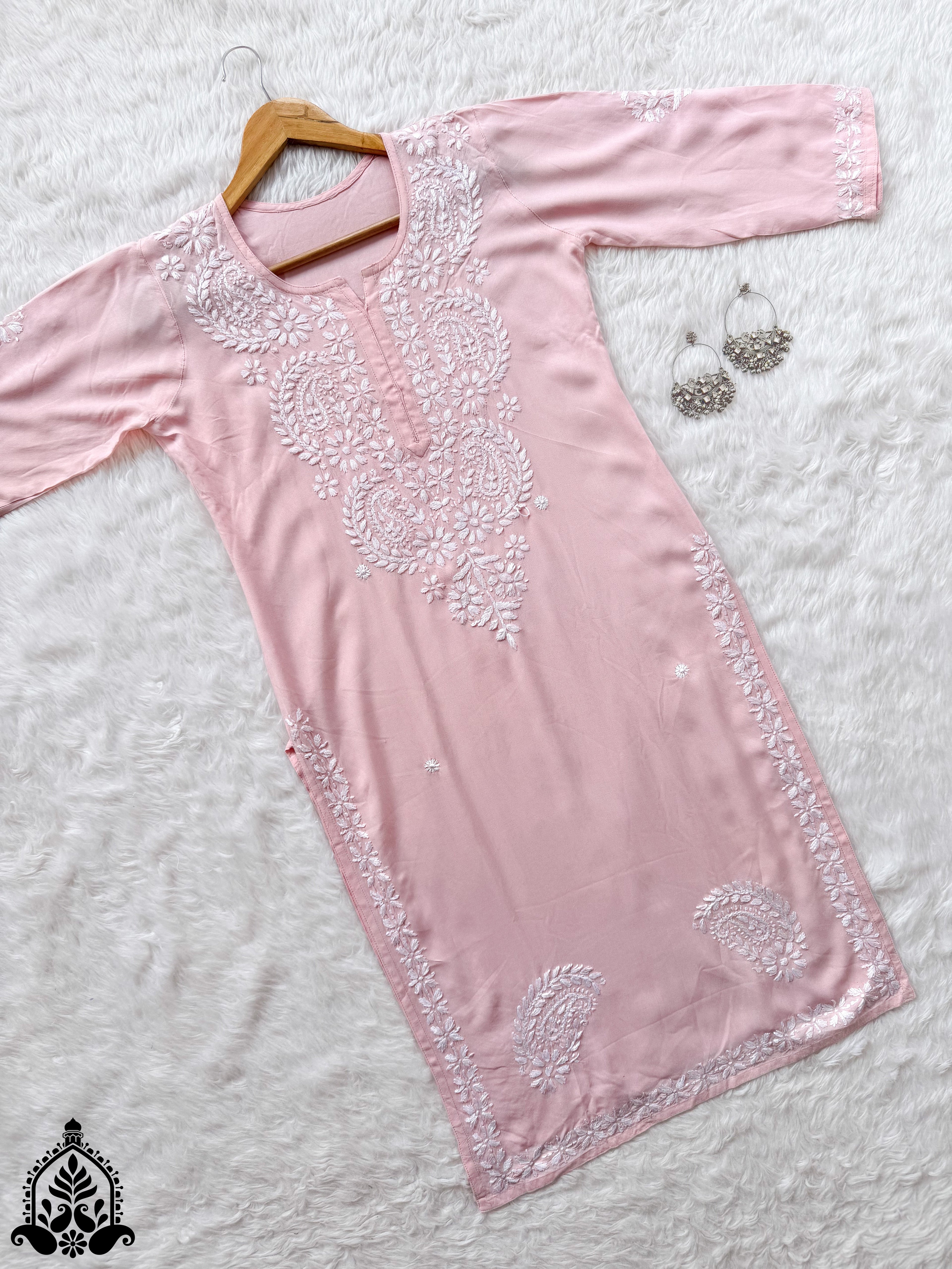 Shifa Chikankari Minimal Rayon Straight Kurta