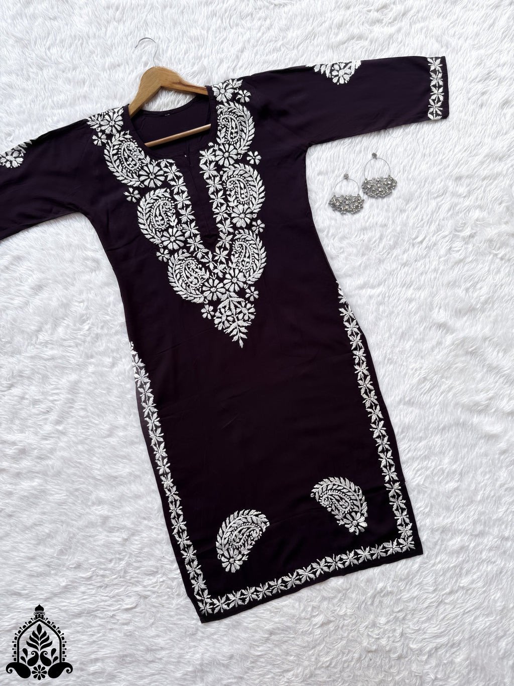 Shifa Chikankari Minimal Rayon Straight Kurta