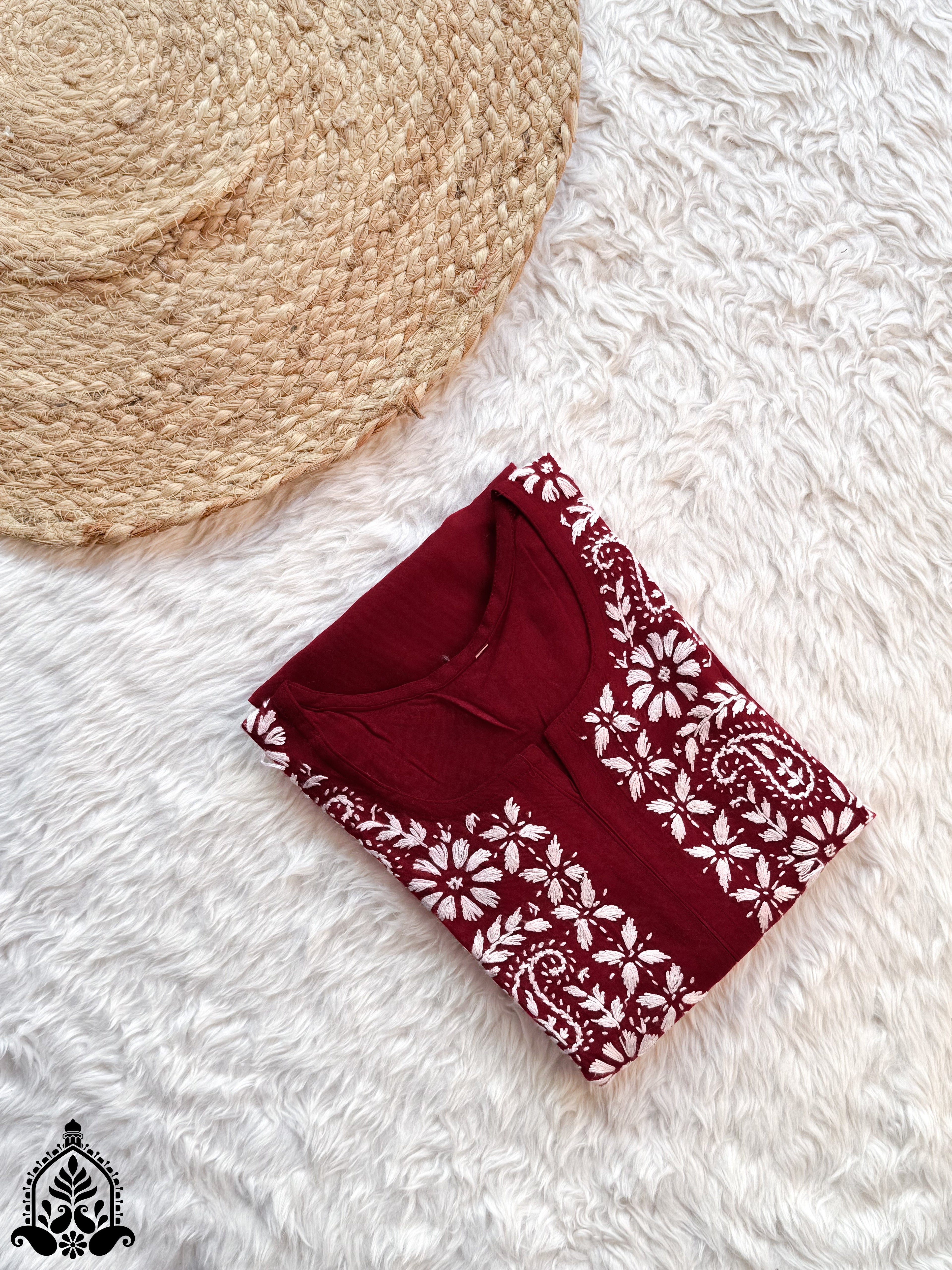 Shifa Chikankari Minimal Rayon Straight Kurta