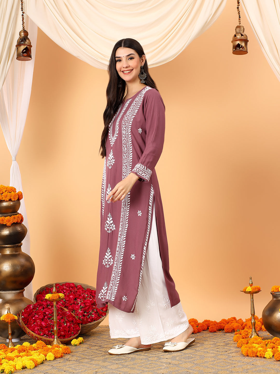 Tarini Rayon Chikankari Straight Kurta