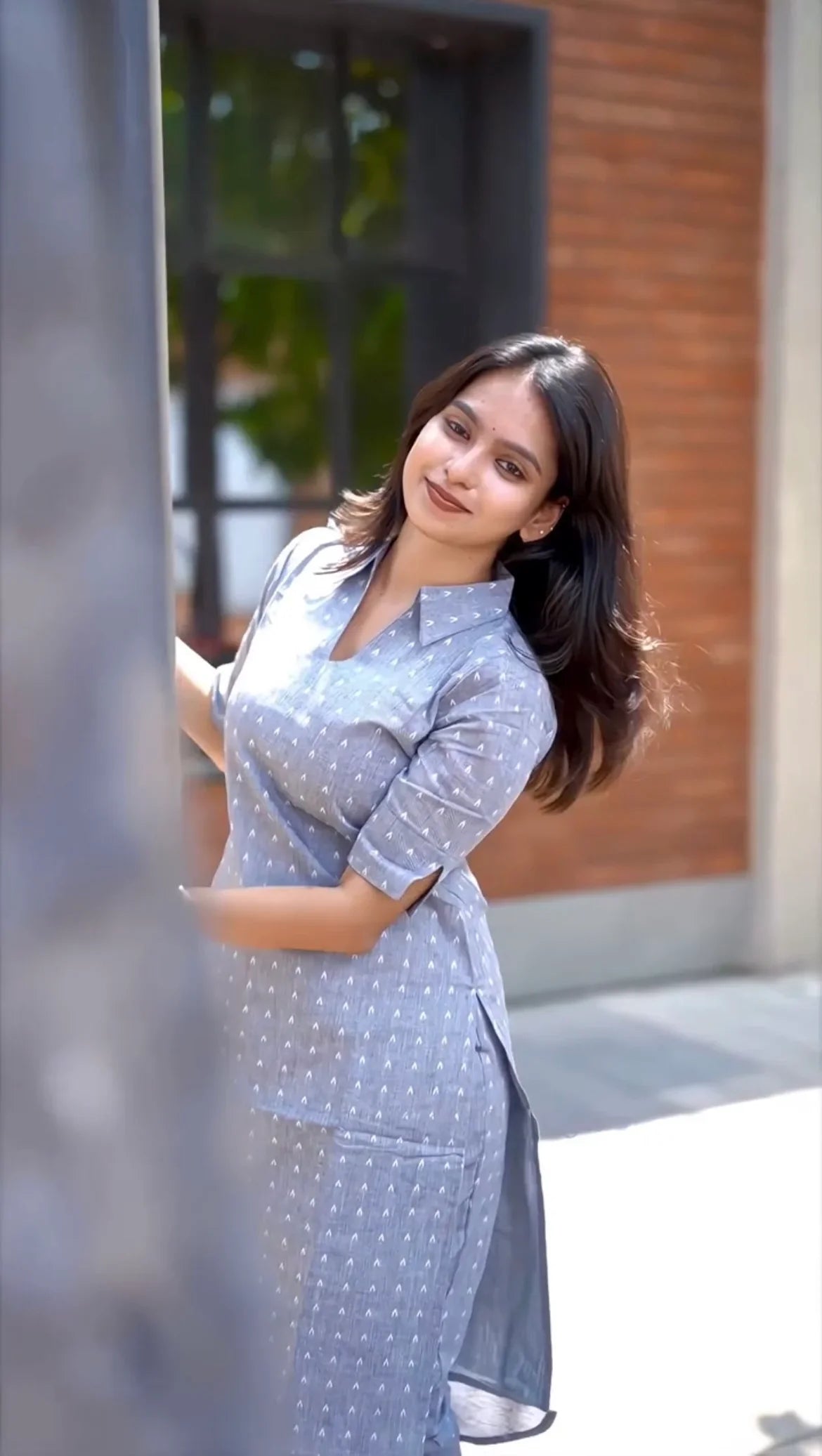 Grey Cotton kurti With Pent