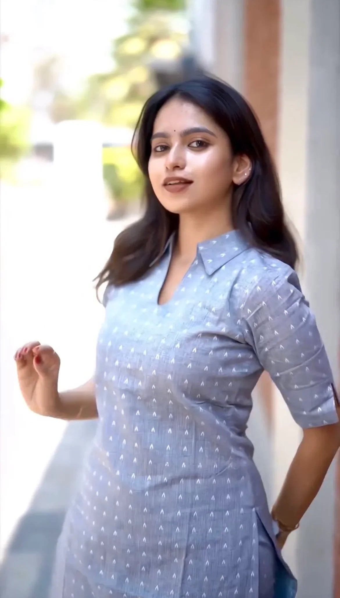 Grey Cotton kurti With Pent